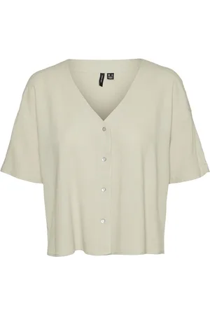 VERO MODA Vmmmymilo 2/4 V-Neck Shirt Wvn Ga Cream