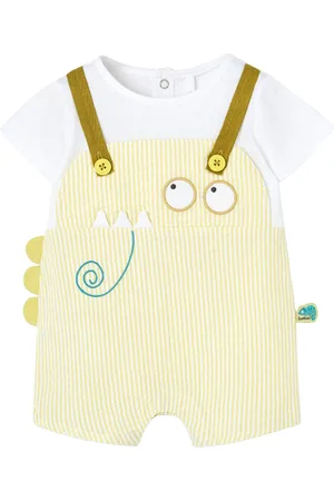 Boboli Poplin Play Suit Striped Yellow