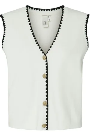 Y.A.S Contra Sl Knit Vest S. White