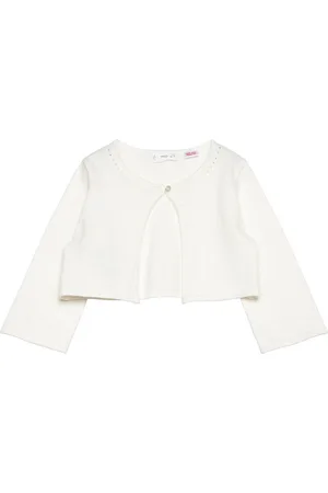 MANGO Openwork Detail Knit Cardigan White
