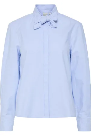 Y.A.S Oxa Ls Tie Neck Shirt S. Blue