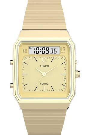 Timex Q Fusion Analog Digital Gold T Band Gold