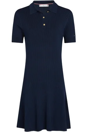 Tommy Hilfiger Rib Button F&F Polo Swt Dress Navy