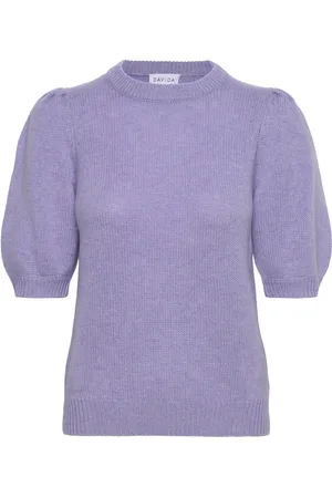 Davida Cashmere Puff Sleeve T-Shirt Purple