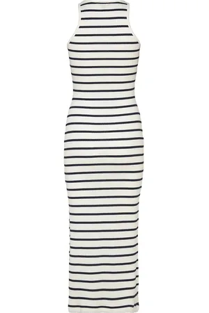 French Connection Tommy Rib Stripe Racer Bk Dres White