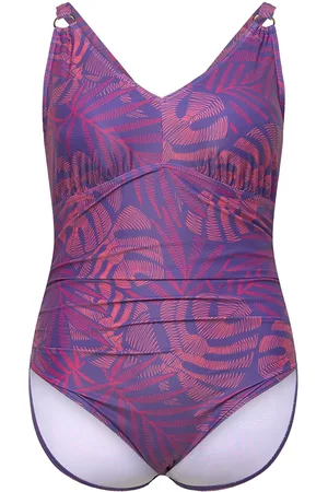 Speedo Womens Shaping Printed V Neck 1 Piece Purple