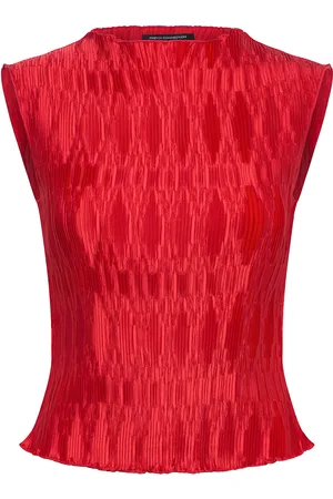 French Connection Moira Pleated S/Less Top Red