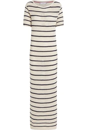 Tommy Hilfiger Pointelle Crochet Ss Swt Dress White