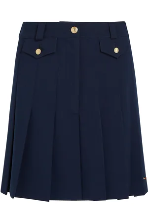 Tommy Hilfiger Gold Button Pleated Mini Skirt Navy