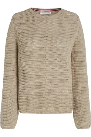 Tommy Hilfiger Pointelle Crochet Open-Nk Ls Swt Green