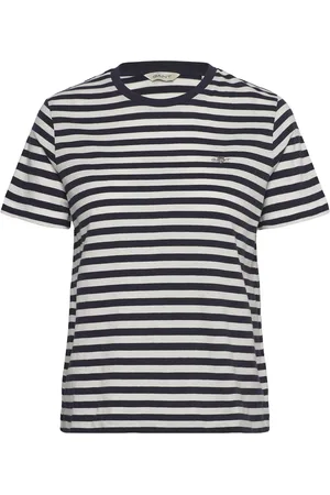 GANT Reg Striped Shield Ss T-Shirt Blue