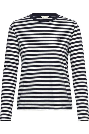 GANT Reg Striped Shield Ls T-Shirt Navy