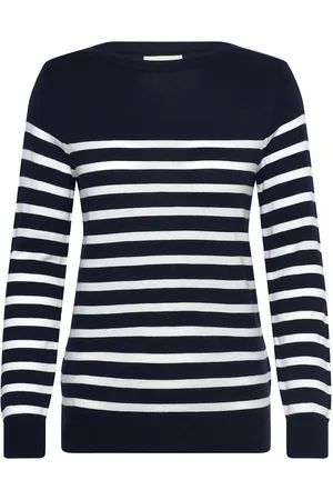 GANT Fine Knit Striped Boat Neck Navy