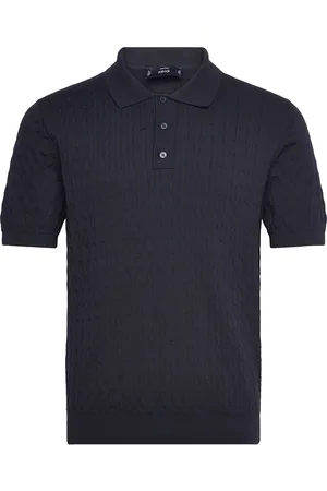 MANGO 100% Cotton Braided Knitted Polo Shirt Navy