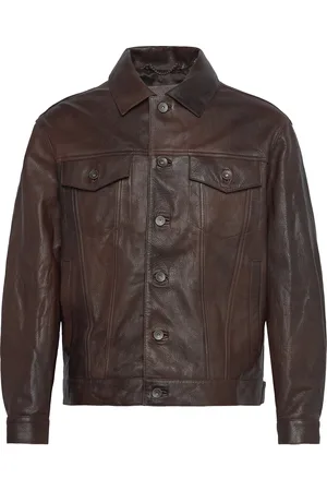 GANT Leather Trucker Jacket Brown