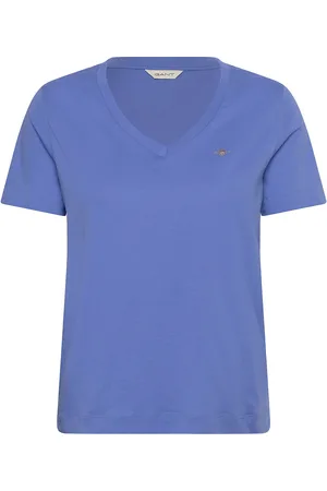 GANT Reg Shield Ss V-Neck T-Shirt Blue