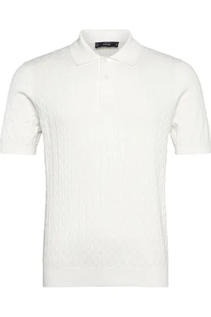 MANGO 100% Cotton Braided Knitted Polo Shirt White