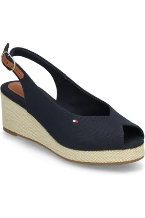 Tommy Hilfiger Flag Mid Wedge Espad Slingback Navy