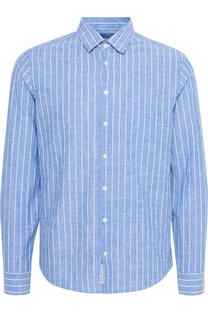 Casual Friday Cfandré Ls Wide Stripe Linen Mix Sh Blue