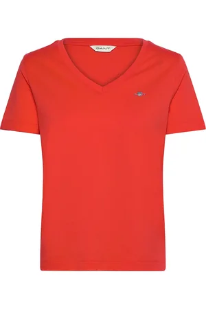 GANT Reg Shield Ss V-Neck T-Shirt Red