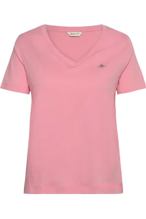 GANT Reg Shield Ss V-Neck T-Shirt Pink