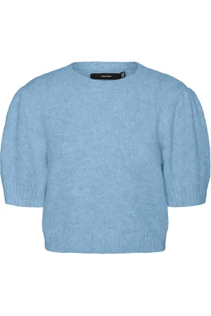VERO MODA Vmnovah Ss O-Neck Puff Pullover Ga Noos Blue