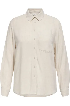 ONLY Carsiesta L/S Lin Bl Shirt Pnt Cream
