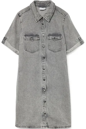 VERO MODA Vmjennie Ss Short Denim Dress Ga Noos Grey