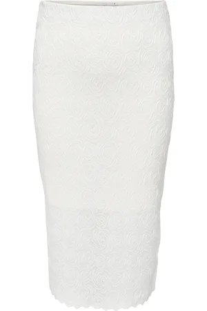 ONLY Carrosil Calf Lace Slit Skirt Jrs White
