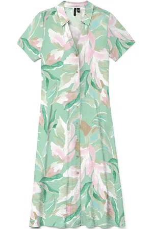 VERO MODA Vmjosie S/S Calf Shirt Dress Wvn Ga Green