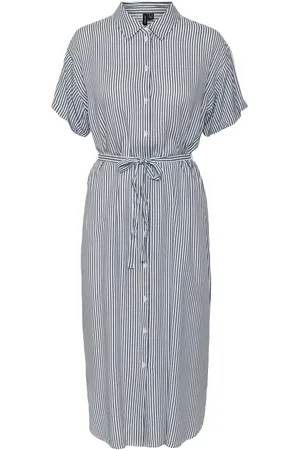 VERO MODA Vmmbumpy Ss Calf Shirt Dress Wvn Ga Grey