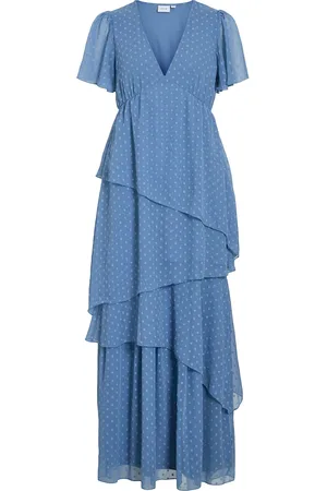 VILA Vidobby S/S Ankel Layer Dress/Dc/Ka Blue