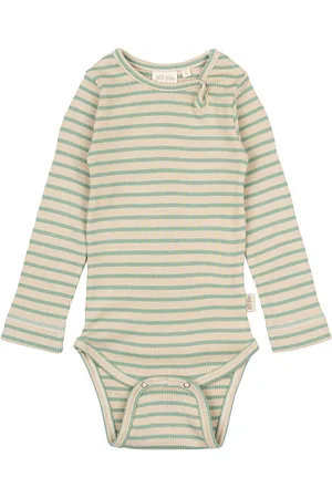 Petit Piao Body L/S Modal Striped Green
