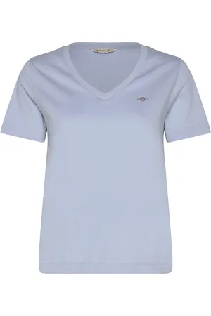 GANT Reg Shield Ss V-Neck T-Shirt Blue
