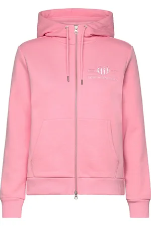 GANT Reg Tonal Shield Zip Hoodie Pink