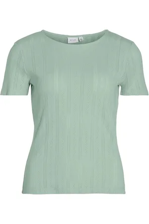 VILA Vikassie S/S Pointelle Top - Noos Green