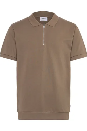 Lindbergh Jersey Pique With. Zip S/S Beige
