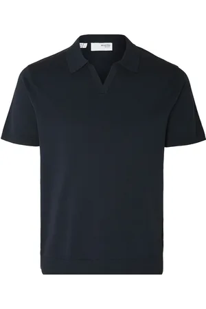 SELECTED Slhteller Ss Knit Polo Noos Navy
