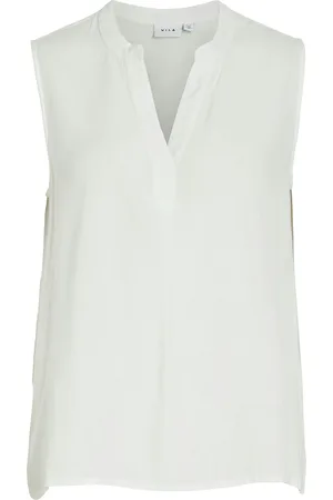 VILA Virosa V-Neck S/L Top - Noos White