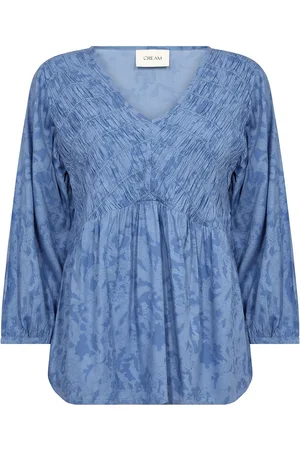 Cream Crtiah Smock Blouse Blue