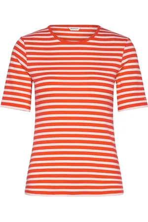 GANT Slim Striped 1X1 Ribbed Ss T-Shirt Orange