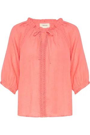 Cream Crbellis Lace Blouse Coral