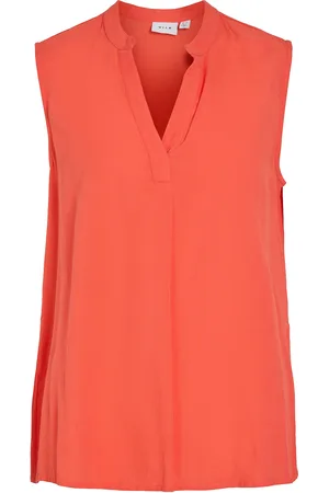 VILA Virosa V-Neck S/L Top - Noos Orange