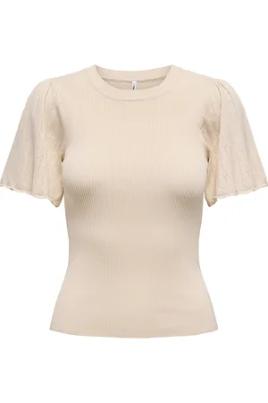ONLY Onlanjelica Ss Detail O-Neck Knt Beige