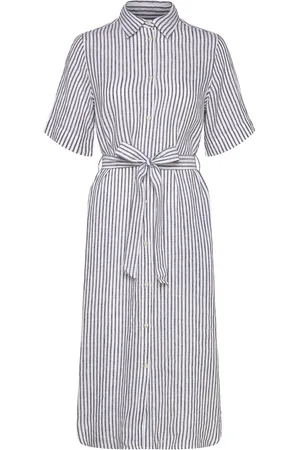 GANT Reg Linen Striped Shirt Dress Blue