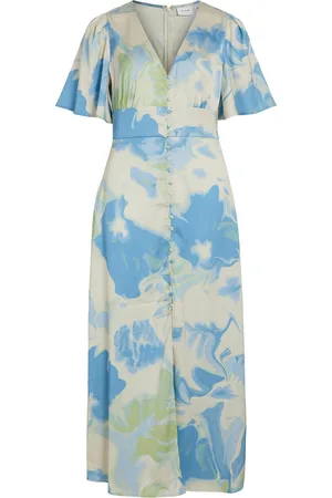 VILA Viravenna V-Neck 2/4 Ankle Dress/Dc Patterned