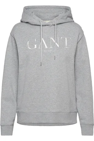 GANT Tonal Graphic Hoodie Grey
