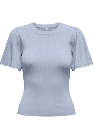 ONLY Onlanjelica Ss Detail O-Neck Knt Blue