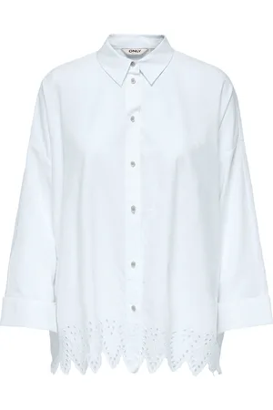 ONLY Onlgraces Tulum Ls Emb Shirt Wvn White