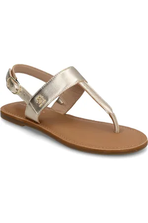 Tommy Hilfiger Metallic Leather Thong Sandal Beige